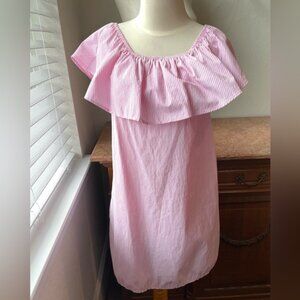 ILARY Italy Pink and White Striped Cotton and Elastane Dress Medium